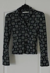 Diane van Furstenberg Double Breasted Crop Blue & White Jacket sz 4 Free Ship - Picture 1 of 10