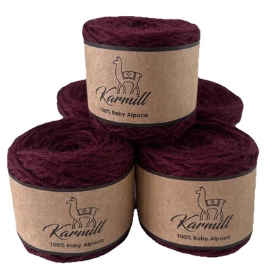 Alpaca Wool Skeins 100% Baby Alpaca Yarn DK Weight Lot of 5  Aubergine 4718 - Image 1 of 4