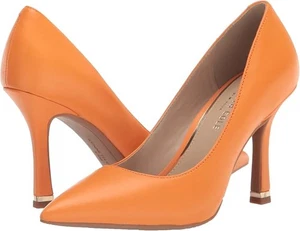 NWOB Kenneth Cole New York Romi Heel Pump Sz 11 M Orange Leather Pointed Toe - Picture 1 of 11