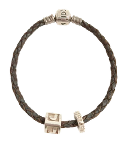 Pandora Brown Braided Leather & Sterling Silver 16cm Bracelet With X2 Charms - Picture 1 of 9