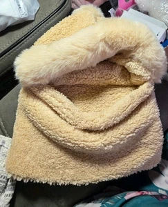 Cute Solid Beanie Hat With Scarf Attached Faux Fur - Picture 1 of 6