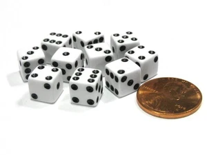 Juego de 10 dados pequeños de borde cuadrado D6 de seis caras de 8 mm - blancos con pepitas negras - Imagen 1 de 1