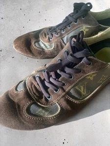 LOUIS VUITTON EE. UU. Zapatos libres de impuestos Monograma Gamuza Hombres Tenis Marrón LV7 US8 EU41 - Imagen 1 de 16