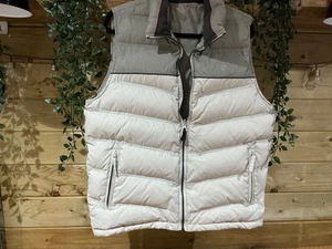 Timberland Reversible Cream & Khaki Padded Duck Down Gilet Bodywarmer Size XL - Picture 1 of 8