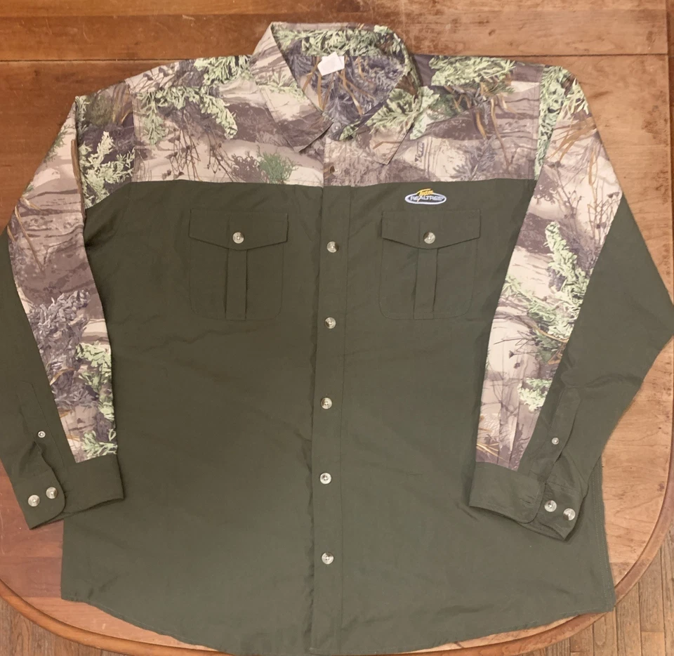 Team Realtree Shirt Men XXL Camo Khaki Long Sleeve Button Up Embroidered Logo - Image 1 of 4