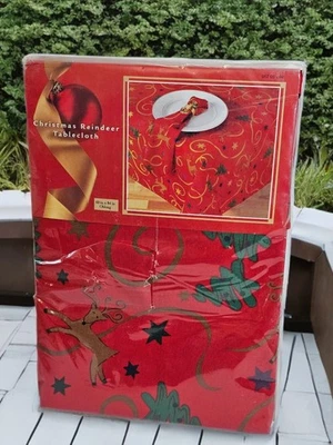 Dayton Hudson Mantel de Reno de Navidad Rojo 60”x 84” Oblongo Cena Fiesta Nuevo Foto 1 de 4