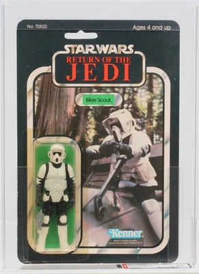 Star Wars 1983 Vintage Kenner ROTJ 65 Back B Biker Scout México Sin usar, en caja AFA 80 Foto 1 de 4