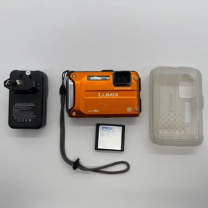 Panasonic Lumix DMC-FT3 Digital Camera Full HD Orange Compact 12.1MP w/ Cover - Picture 1 of 15