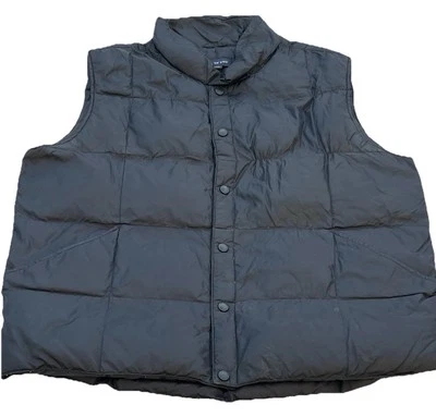 VTG Lands End puffer Vest Goose down  Large Navy Quilted Gilet  Snap Gorp Core - Image 1 of 4