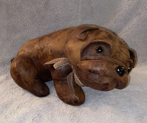 "Perro toro inglés peluche animal de peluche cuero envejecido aspecto alta calidad 16,5""" - Imagen 1 de 11