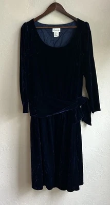 Vestido De Colección Eileen West Azul Real Terciopelo Aplastado L Vacaciones Cintura Caída Gatsby Foto 1 de 4