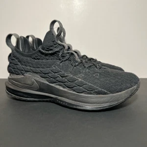 Mens NIKE LeBron XV 15 Low Triple Black Athletic Shoes / Size 7.5 - Picture 1 of 9