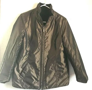 Relativity Womens Reversible Jacket Multicolor Black Textured Zip Up Pockets M - Picture 1 of 9