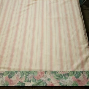 Vintage 80er komplettes flaches Laken 50/50 Baumwolle ROSA STREIFEN Blumen Rose Double Westpoint - Bild 1 von 7