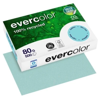 Clairefontaine Recyclingpapier Evercolor hellblau DIN A4 80 g 500 Blatt 40006C