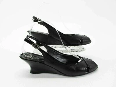 Zapato Cole Haan Mujer Talla 8.5B Negro Cordones Cuña Sandalia Tacón Usado qp Foto 1 de 4