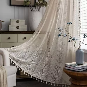 Häkelspitze Gardine Paneele Fenstergardinen Schlafzimmer Wohnzimmer Stange Tasche Rustikal - Bild 1 von 50