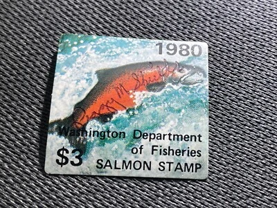 1980 Washington Department of Fisheries Salmon Stamp Used - Image 1 of 2