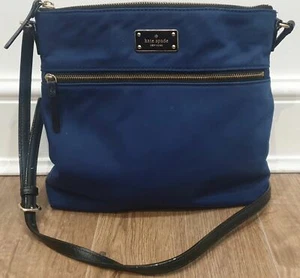 KATE SPADE Royal Blue Fabric Slim Width Black Crossbody / Shoulder Strap Bag - Picture 1 of 11