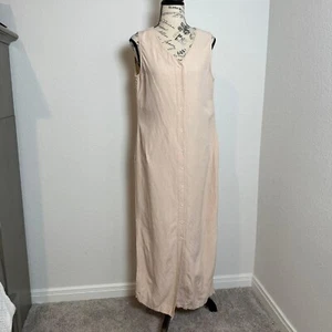 VTG Jones & Co Womens Maxi Dress 10 Linen Silk Button Up Light Pink Minimalist - Picture 1 of 9