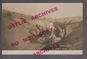 Glendive MONTANA RPPC 1919 STEAM SHOVEL Digging IRRIGATION DITCH Excavation MT - Picture 1 of 3