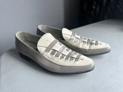 Mocasines de cuero Prada para hombre talla 7 - gris y crema - zapatos de cuero italiano Foto 1 de 4