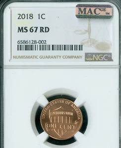 2018 LINCOLN CENT NGC MS67 RED PQ 2ND FINEST MAC SPOTLESS * - Picture 1 of 2