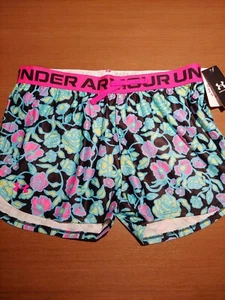 Under Armour Girls Heat°Gear Athletic Shorts Size Youth XL, Running Floral Print - Picture 1 of 8
