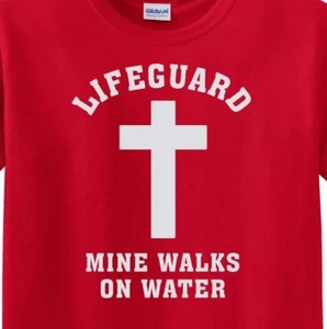 JESUS RELIGIOUS CROSS LIFEGUARD - TEE SHIRT up to 5X/ - Picture 1 of 3