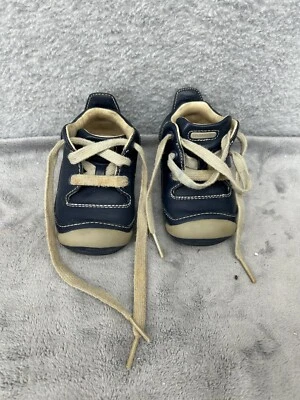 Baby Boys Stride Rite Walking Shoes Navy Blue Leather Size 3M - Image 1 of 4