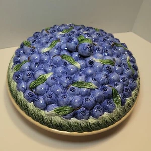 Peggy Jo Ackley Pie Server Blueberries Blueberry Plate with Cover - Rare - Picture 1 of 11