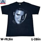 T-shirt graphique vintage Y2K Elvis Presley Big Face Signature noir taille moyenne
