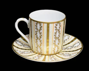Atelier Le Tallec von Paris handbemalt gold verkrustet Demitasse Tasse & Untertasse - Bild 1 von 10