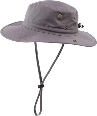 NEW Fishing Sun Hat Wide Brim, Breathable Cotton Safari Hat, Light Gray - Image 1 of 2