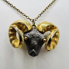 Vintage Lucca Razza Rams Head Necklace 1970'S Aires Signed