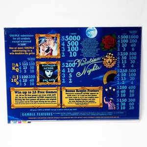 Venetian Nights 2002 Aristocrat Pokie Slot Machine Perspex Display Panel Sign