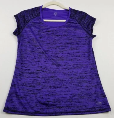 Camiseta Champion Activewear para mujer mediana M púrpura negra mangas cortas elástica Foto 1 de 4