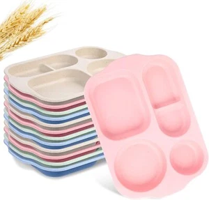 12 Pcs Unbreakable Divided Plate 12" Reusable Portion Control Plate Plastic L... - Picture 1 of 1