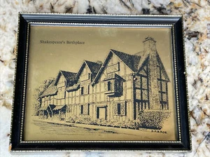 Shakespeare Birthplace Copper Etching Art Frame VTG 1978 Avon Shatford England - Picture 1 of 5