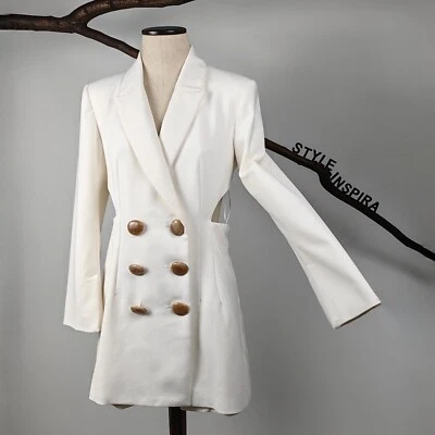 ZARA 🤍 JUMPSUIT KURZ OVERALL BLAZER OPTIK KNÖPFE CUT OUTS WEISS 3220/695 M - Bild 1 von 4