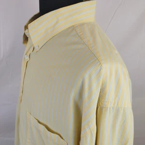 Camisa de vestir Roundtree & Yorke amarilla azul a rayas algodón para hombre 3XT - Imagen 1 de 14