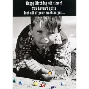 Boy Playing with Marbles Haven't Lost All Your Marbles Funny Birthday Card - Picture 1 of 2