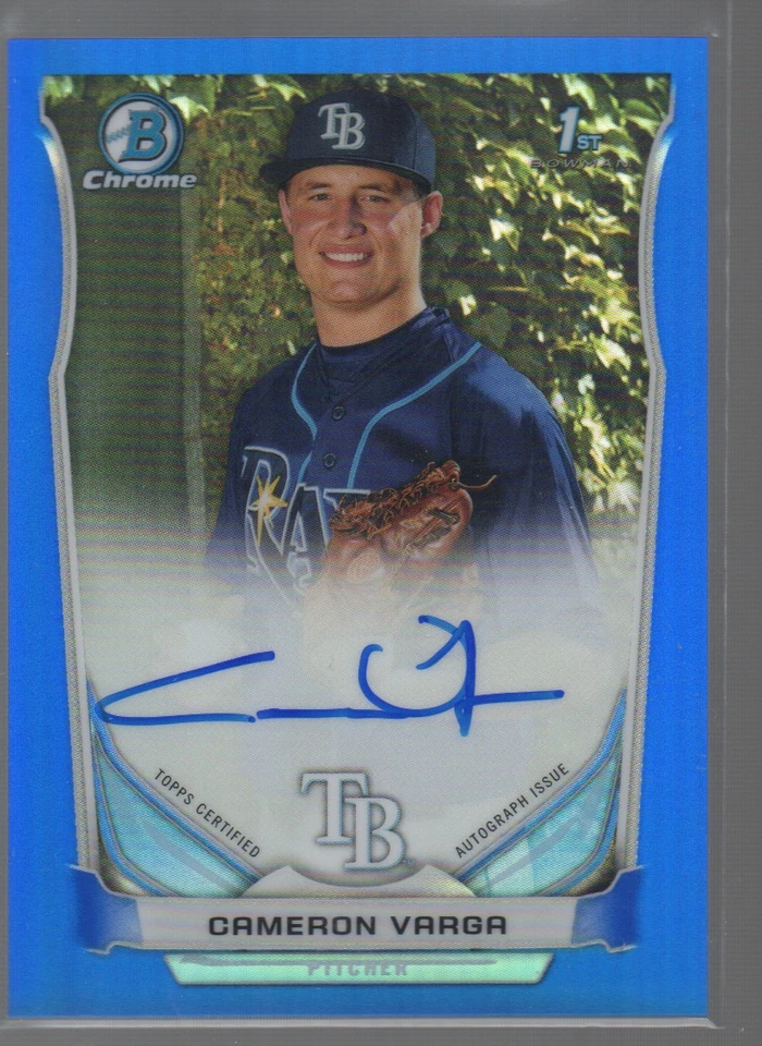 CAMERON VARGA 2014 BOWMAN CHROME DRAFT PROSPECT BLUE REFRACTOR AUTO #BCA-CVA/150 - Image 1 of 1