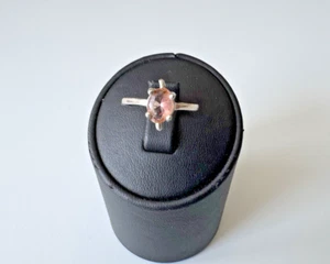 Anillo de bisutería plateado piedra de cristal rosa - tamaño de anillo 48 - 925 estampado - Imagen 1 de 18