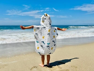 Super soft and absorbent toddler/kids pouncho bath/beach towel muslin cotton  - Image 1 of 4