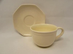 MSE Cup & Saucer Set Off White with Embossed Dots at Rim b235 & s155 - Picture 1 of 2
