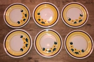 VERNON KILNS METLOX USA BROWN EYED SUSAN Bread & Butter PLATES SET OF 6 - Picture 1 of 4