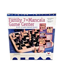 Family 7+ Mancala Game Center 8 Classic Board Games Solid Wood Chess Checkers - Picture 1 of 6