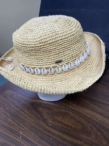 Scala Collection Rollkrempe Muschel Raffia gewebt Stroh Natur Sonnenhut Einheitsgröße - Bild 1 von 7