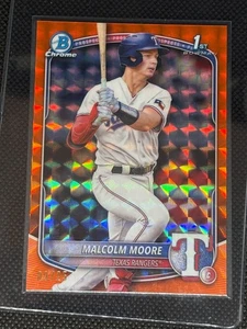 MALCOLM MOORE 2025 BOWMAN CHROME 1ST ORANGE GEOMETRIC RANGERS /25 - Picture 1 of 2